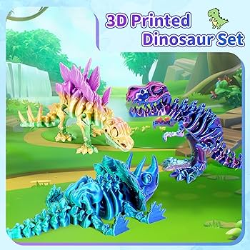 Amazon.co.jp: 3Dプリント恐竜動物玩具3点。連結式